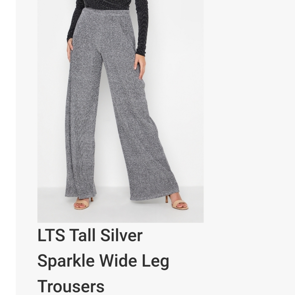 LTS Tall Silver Sparkle Wide Leg Trousers